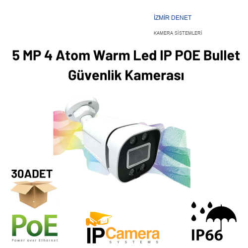 5MP 4 ATOM WARM LED IP POE BULLET KAMERA KD-1240 30'LU KOLİ