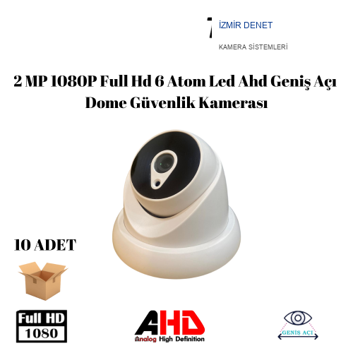2 mp 6 Atom LED 1080P FULL HD 2.8 MM GENİŞ AÇI Ahd DOME Kamera ARNA-2206 10 ADET EKONOMİK KOLİ