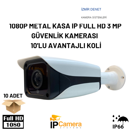 1080P METAL KASA IP FULL HD 3 MP GÜVENLİK KAMERASI ARNA-1093 10'LU AVANTAJLI KOLİ