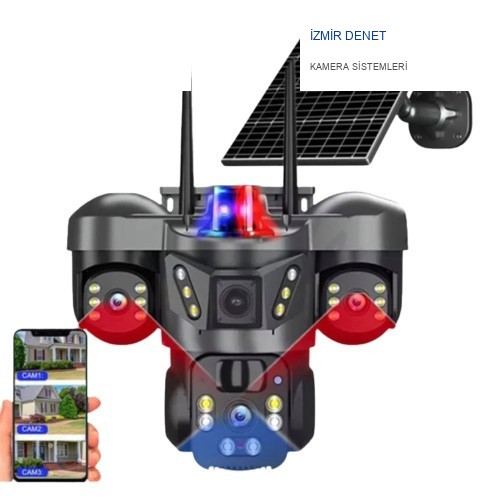 WIFI ÖZELLİKLİ 3 LENSLİ SOLAR GÜNEŞ PANELLİ KABLOSUZ GÜVENLİK KAMERASI RX-66WS