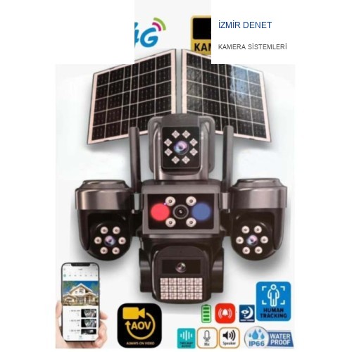 4G ÇİFT SOLAR AOV E-SİM ÖZELLİKLİ POLİS ÇAKARLI 4 KAMERALI KABLOSUZ GÜVENLİK KAMERASI BS-220GS