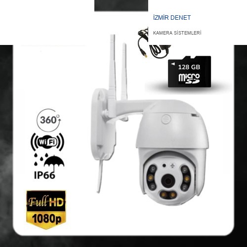 Dış Ortam Mini Speed Dome Wifi Güvenlik Kamerası İCSEE 128 GB Micro SD Kart ve Adaptör Dahil Arna-10428