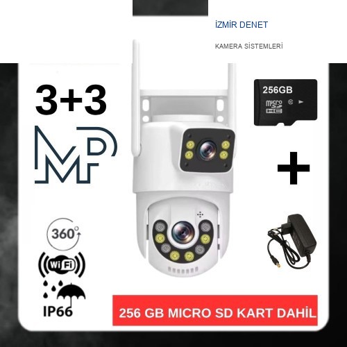 PTZ Dış Mekan Çift Kameralı Gece Görüşlü Full Hd Ip Akıllı Güvenlik Kamerası 256 GB Micro SD Kart Dahil BB-17236
