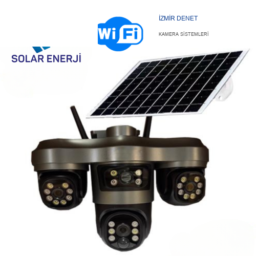 3 Lensli 5MP KABLOSUZ WİFİ PTZ SOLAR KABLOSUZ GÜVENLİK KAMERASI