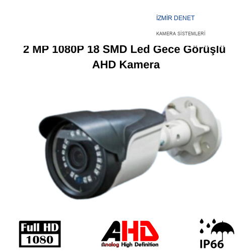 2 MP 1080P 18 SMD Led Gece Görüşlü AHD Kamera ARNA-2118